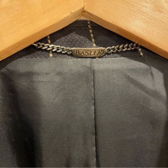 Vintage Basler blazer jacket black gold stripes 100% wool double breasted size10 - Picture 9 of 13